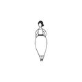 Attractive overweight woman in an elegant dress. Hand drawn vector icon. Body positive, plus size concept. Royalty Free Stock Photo