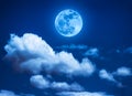 Landscape of night sky with beautiful full moon, serenity nature Royalty Free Stock Photo