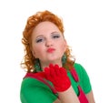 Attractive pin-up girl blowing a kiss Royalty Free Stock Photo