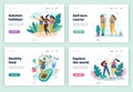 Set of happy body positive girls for landing page, site or banner.