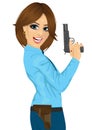 Attractive police woman holding a handgun Royalty Free Stock Photo