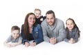 Attractive portrait of young happy family over white background Royalty Free Stock Photo