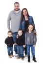 Attractive portrait of young happy family over white background Royalty Free Stock Photo