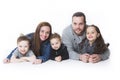 Attractive portrait of young happy family over white background Royalty Free Stock Photo