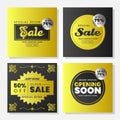 Vector illustration set sale poster with gold style
