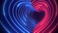 Attractive Red And Blue Abstract Geometric Background Tunnel Glowing Neon Light Lines Heart Royalty Free Stock Photo