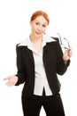 Attractive red-haired business woman in glasses Royalty Free Stock Photo