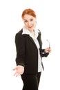 Attractive red-haired business woman in glasses Royalty Free Stock Photo