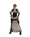 Attractive redhead woman wearing steampunk style outift and posing with hands on hips. isolated 3D illustration Royalty Free Stock Photo