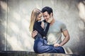 Attractive romantic couple, young man and girl standing Royalty Free Stock Photo