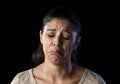 Attractive sad and desperate Latin woman crying frustrated suffering problems in sadness and stress Royalty Free Stock Photo