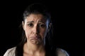 Attractive sad and desperate Latin woman crying frustrated suffering problems in sadness and stress Royalty Free Stock Photo