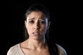 Attractive sad and desperate Latin woman crying frustrated suffering problems in sadness and stress Royalty Free Stock Photo