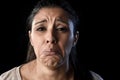 Attractive sad and desperate Latin woman crying frustrated suffering problems in sadness and stress Royalty Free Stock Photo