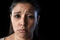 Attractive sad and desperate Latin woman crying frustrated suffering problems in sadness and stress Royalty Free Stock Photo