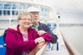 Attractive Senior Couple Enjoying The Deck of a Cruise Ship Royalty Free Stock Photo