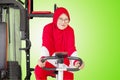 Senior woman exercising on the exercise bike Royalty Free Stock Photo