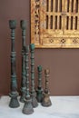 An attractive set of three varied sized pillar candle holders