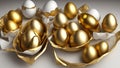 Attractive shiny golden eggs background, close-up shots, rich concept, vitality Generative AI Royalty Free Stock Photo