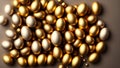 Attractive shiny golden eggs background, close-up shots, rich concept, vitality Generative AI Royalty Free Stock Photo