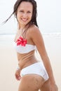 Attractive smiley woman on the beach Royalty Free Stock Photo