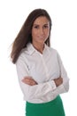 Attractive smiling business woman isolated over white wearing blouse Royalty Free Stock Photo