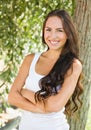 Attractive Smiling Mixed Race Girl Portrait Outdoors