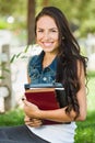 Attractive Smiling Mixed Race Teen Girl Student with School Books Royalty Free Stock Photo