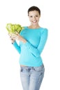 Attractive smiling woman with fresh salat