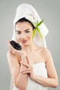 Attractive Spa Model Holding Hot Black Stones Royalty Free Stock Photo