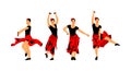 Attractive Spanish girl flamenco dancer . Hispanic woman with castanets in hot dance. Traditional Spain folklore