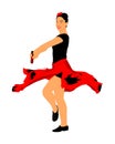 Attractive Spanish girl flamenco dancer illustration. Hispanic woman with castanets in hot dance. Royalty Free Stock Photo