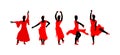 Attractive Spanish girl flamenco dancer  silhouette. Hispanic woman with castanets in hot dance. Traditional Spain folklore Royalty Free Stock Photo