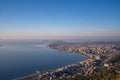 Attractive spring cityscape of Vlore city from Kanines fortress. Captivating morning sescape of Adriatic sea