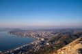 Attractive spring cityscape of Vlore city from Kanines fortress. Captivating morning sescape of Adriatic sea