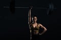 attractive strong bodybuilder holding barbell,