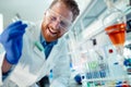 Attractive student of chemistry working in lab Royalty Free Stock Photo