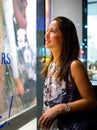 Attractive, stylish, fashionable young asian woman window shopping Royalty Free Stock Photo