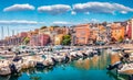 Attractive summer cityscape of Bastia port. Marvelous morning view of Corsica island, France, Europe.