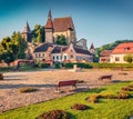 Attractive summer view of Fortified Church of Biertan, UNESCO World Heritage Sites since 1993