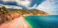 Attractive summer view of popular tourist destination - Mattinatella beach Fontana delle Rose. Bright morning seascape of Adriat Royalty Free Stock Photo