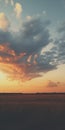 Photorealistic Sunset In Empty Field With Clouds - Uhd Image