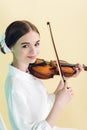 attractive teen girl playing violin Royalty Free Stock Photo