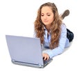 Attractive teenager using laptop