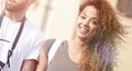 Happy smiling tourists walking and enjoying the view Royalty Free Stock Photo