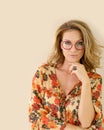 Attractive trendy woman wearing eyeglasses