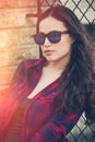 Pretty urban young woman portrait with sunglasses Royalty Free Stock Photo