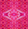 Carpet Pattern. Bright pink Ornament. Red Rug Background. Attractive Vintage Wallpaper