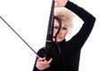 Attractive violinist playing the electric violin