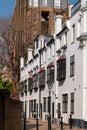 White painted residential building at Canning Place, Queen`s Gate, Kensington, London UK.